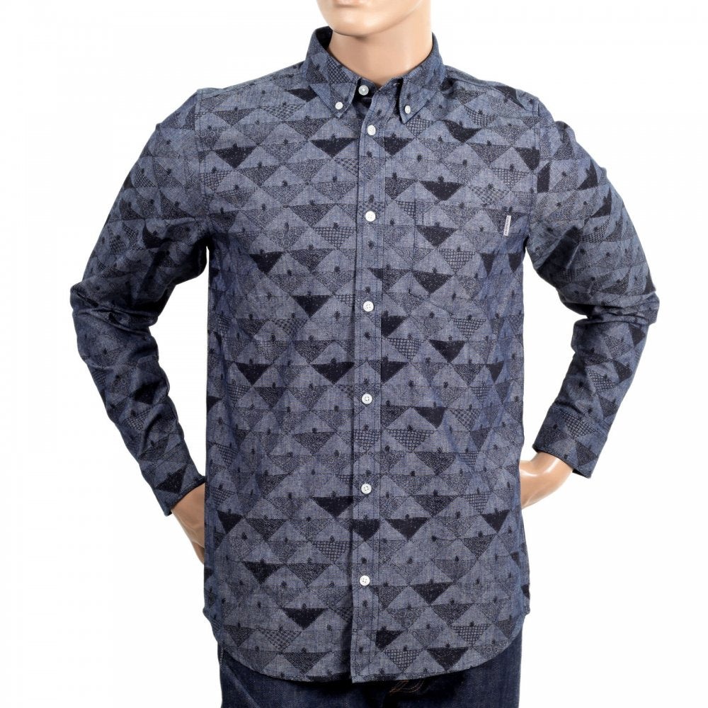 Mens Slim Fit Crandall Cotton Chambray Button Down Collar Shirt In Blue