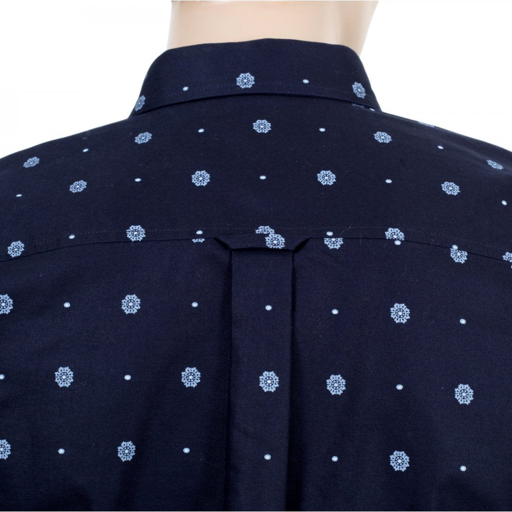 Mens Printed 100% Cotton Slim Fit Long Sleeve Shirt with Button Down Collar