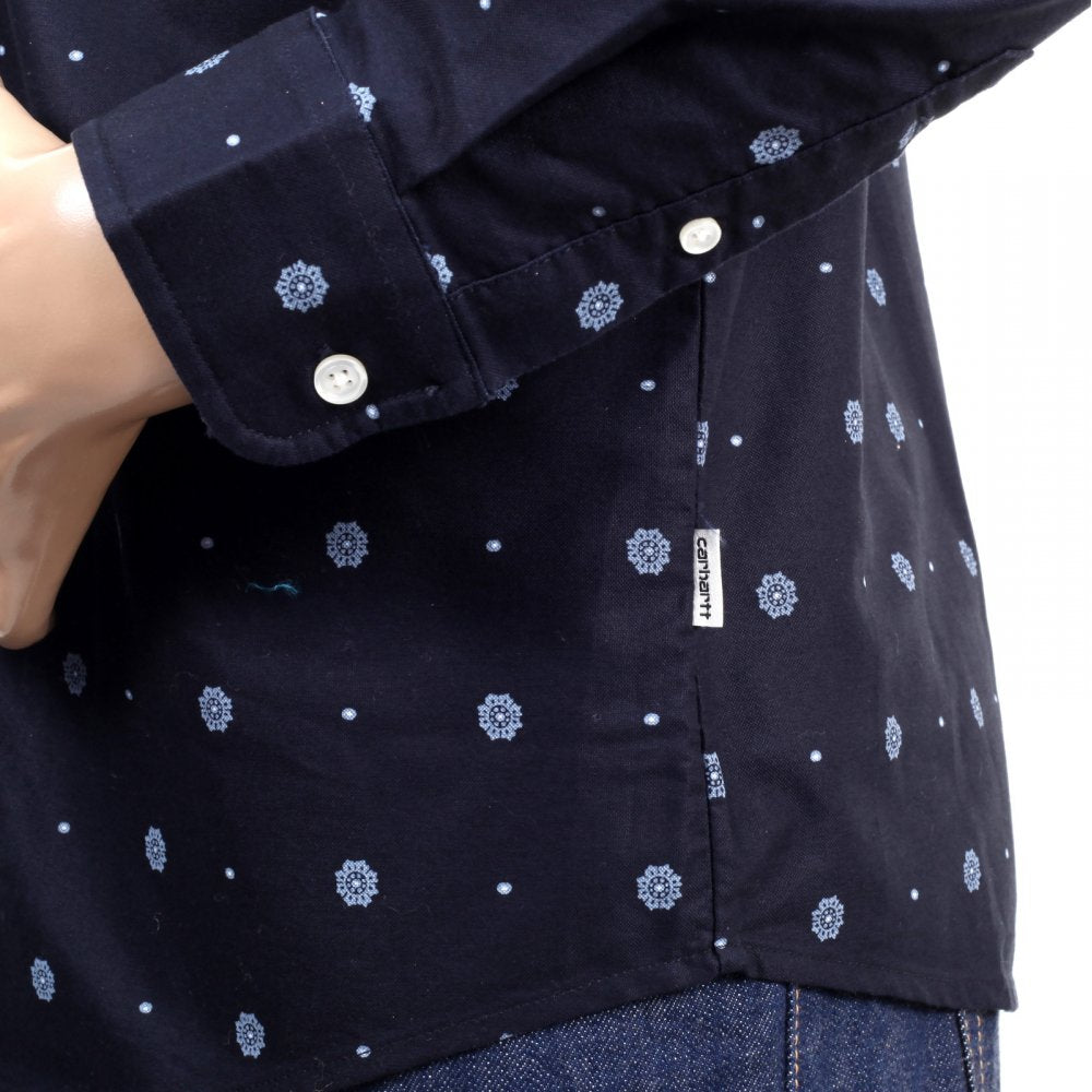 Mens Printed 100% Cotton Slim Fit Long Sleeve Shirt with Button Down Collar