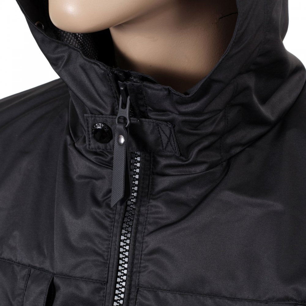 Mens Lightweight Regular Fit Black Hooded Storm Parka Jacket