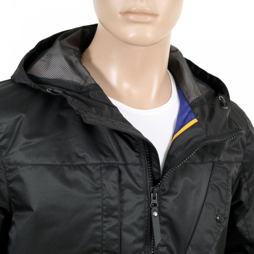 Mens Lightweight Regular Fit Black Hooded Storm Parka Jacket