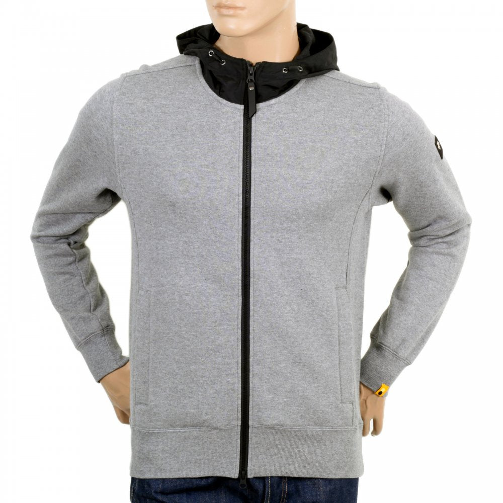 Mens Grey Marl Zip Hooded Sweatshirt