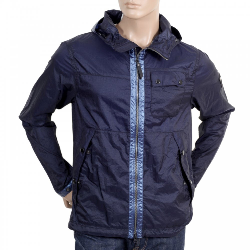 Mens Navy Nylon Lightweight Regular Fit Jacket