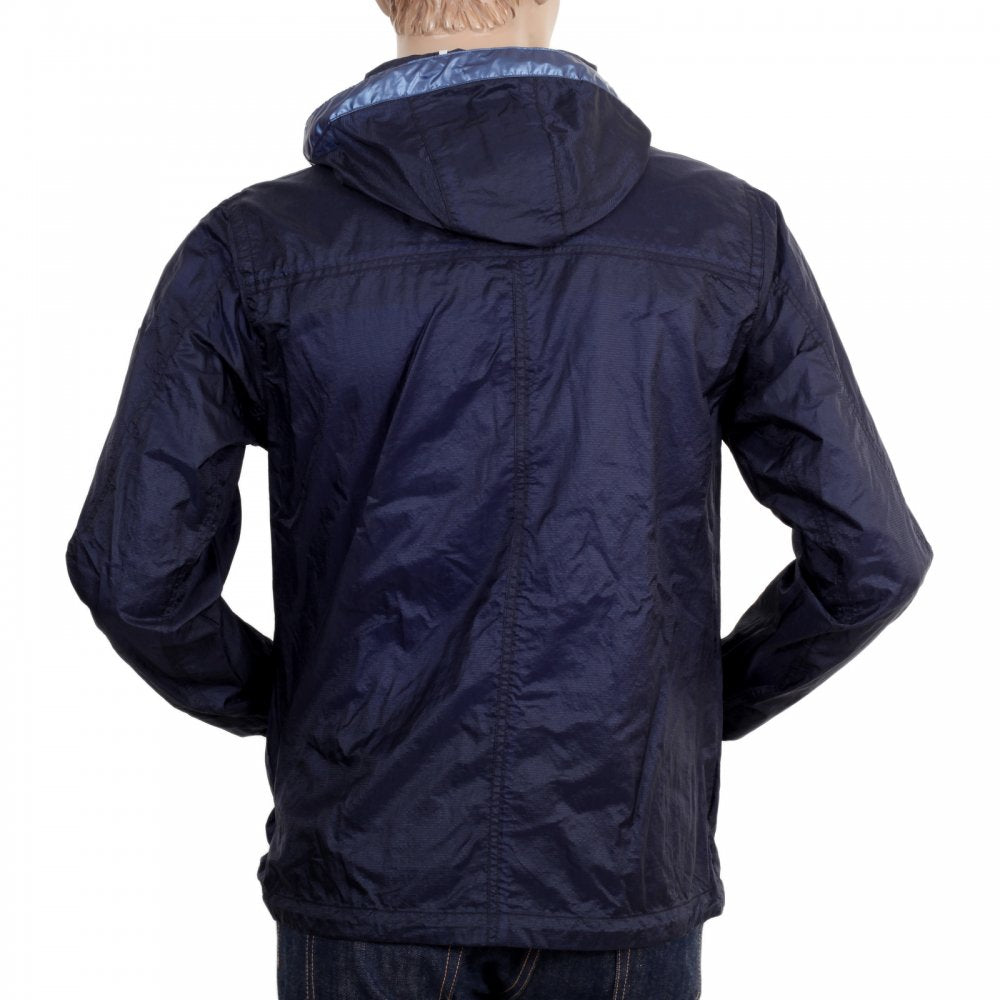 Mens Navy Nylon Lightweight Regular Fit Jacket