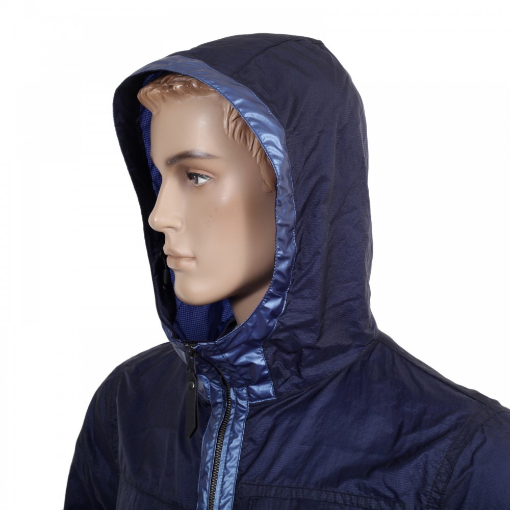Mens Navy Nylon Lightweight Regular Fit Jacket