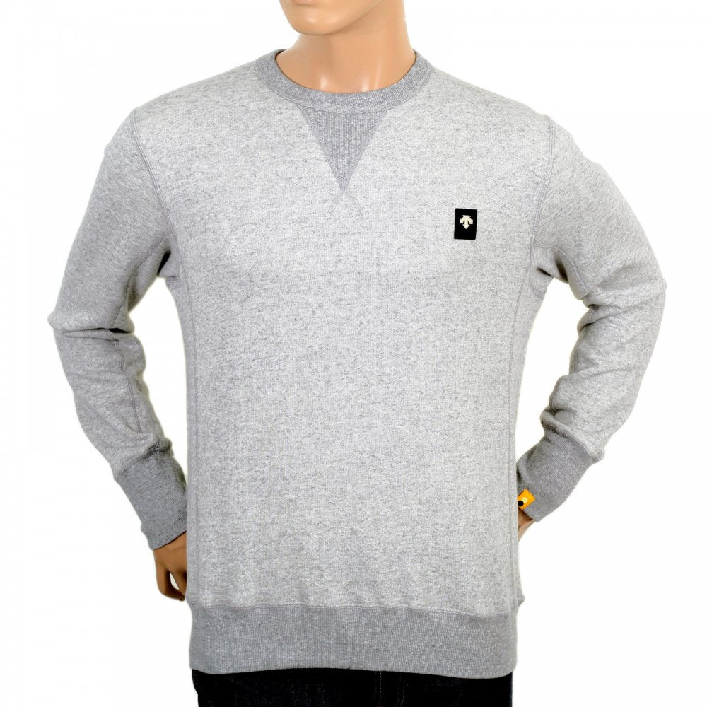 Mens Cotton Grey Crew Neck Sweatshirt with V Insert