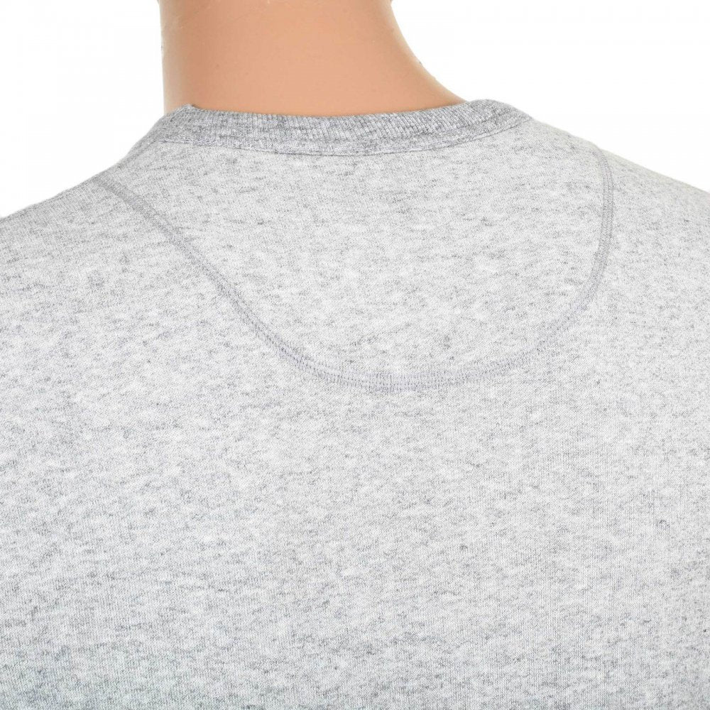 Mens Cotton Grey Crew Neck Sweatshirt with V Insert
