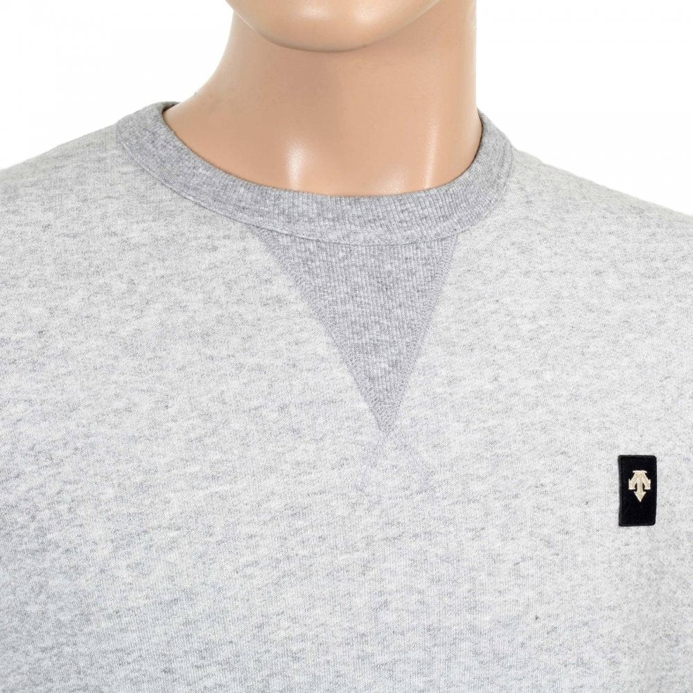 Mens Cotton Grey Crew Neck Sweatshirt with V Insert