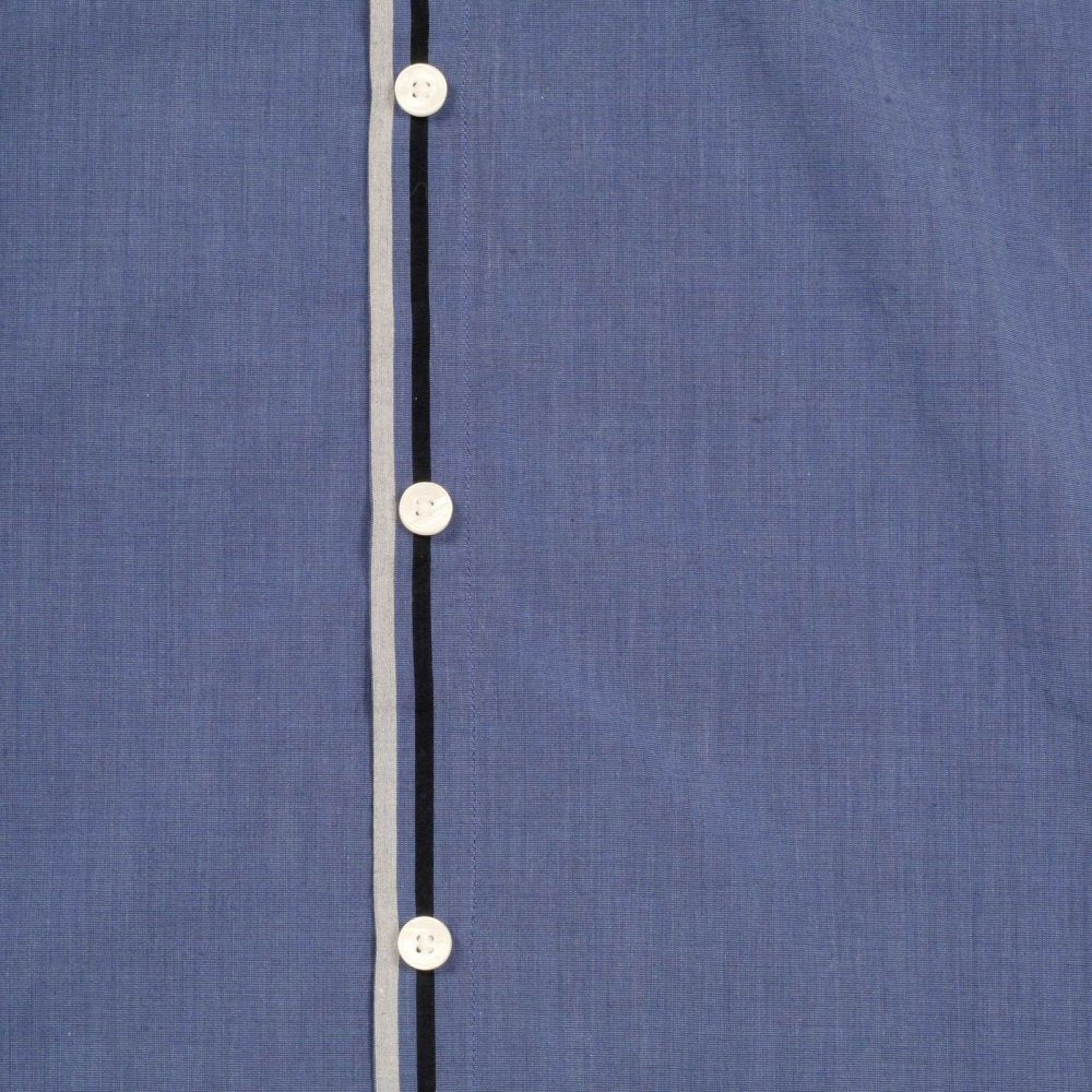 Mens Short Sleeve Slim Fit Mid Blue Shirt in Cotton