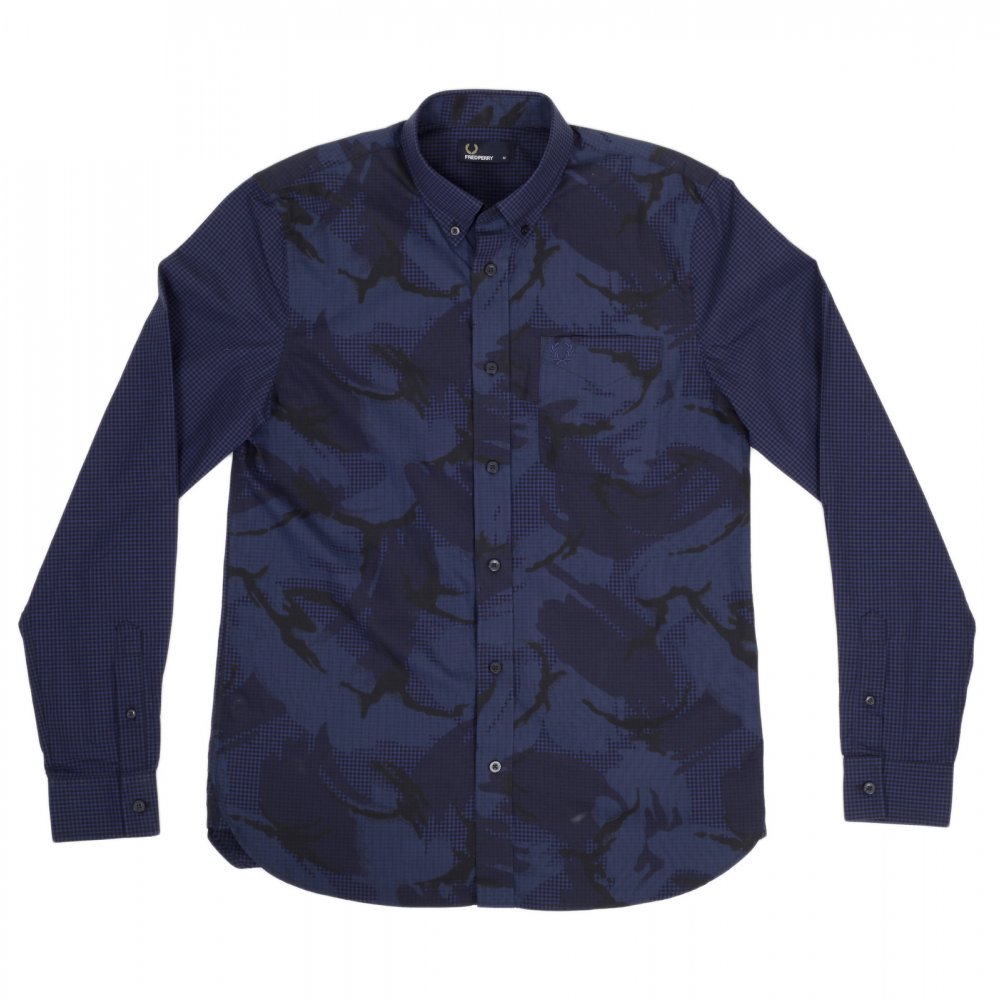 Mens Regular Fit Button down Collar Long Sleeve Shirt in Medieval Blue