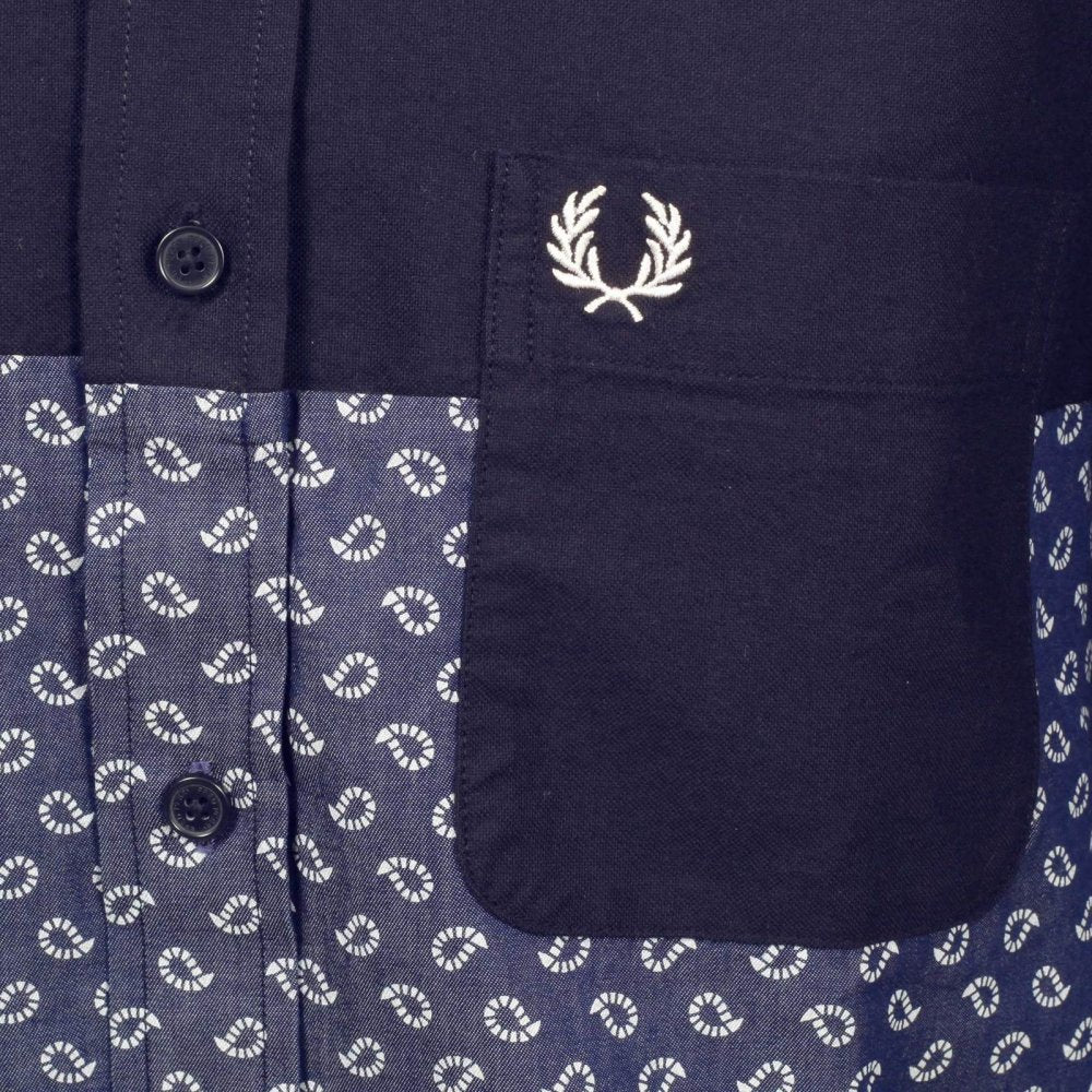 Mens Regular Fit Long Sleeve Button down Collar Shirt in Navy