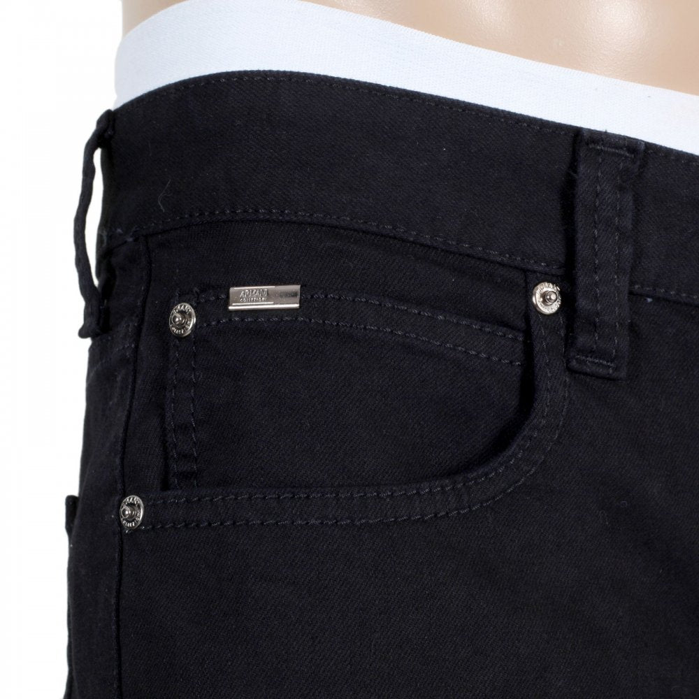 Mens Low Waist Narrow Leg Stretch Fabric Slim Fit Jeans in Black