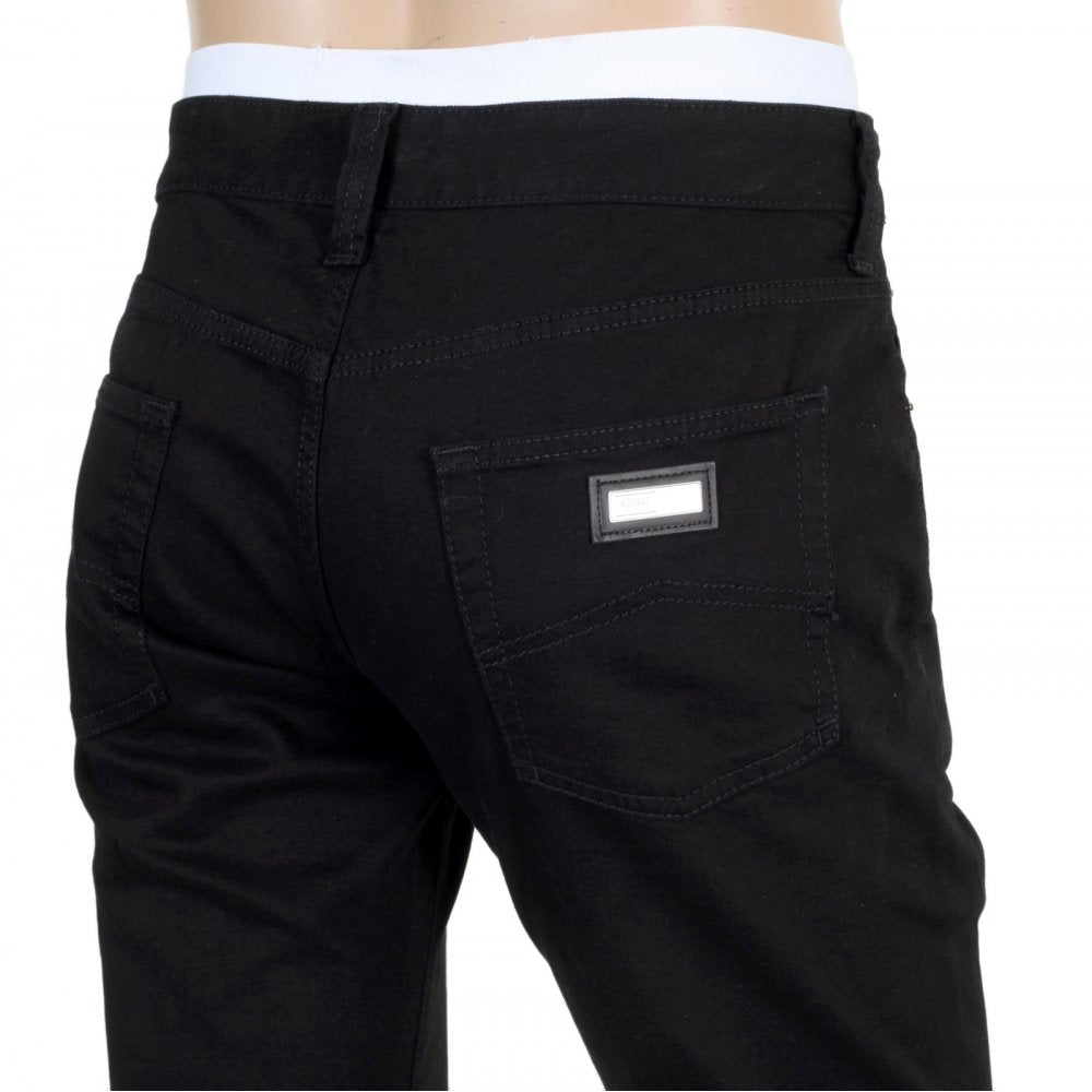 Mens Low Waist Narrow Leg Stretch Fabric Slim Fit Jeans in Black