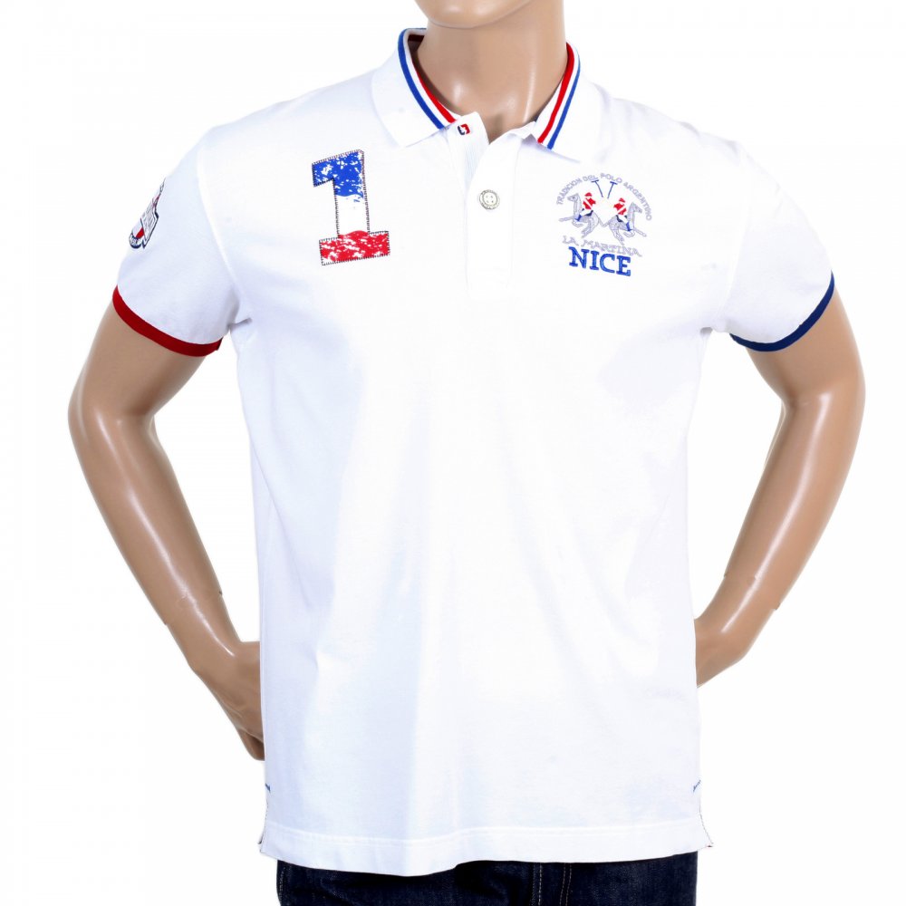 Mens Optic White Slim Fit Short Sleeve Cotton Polo Shirt