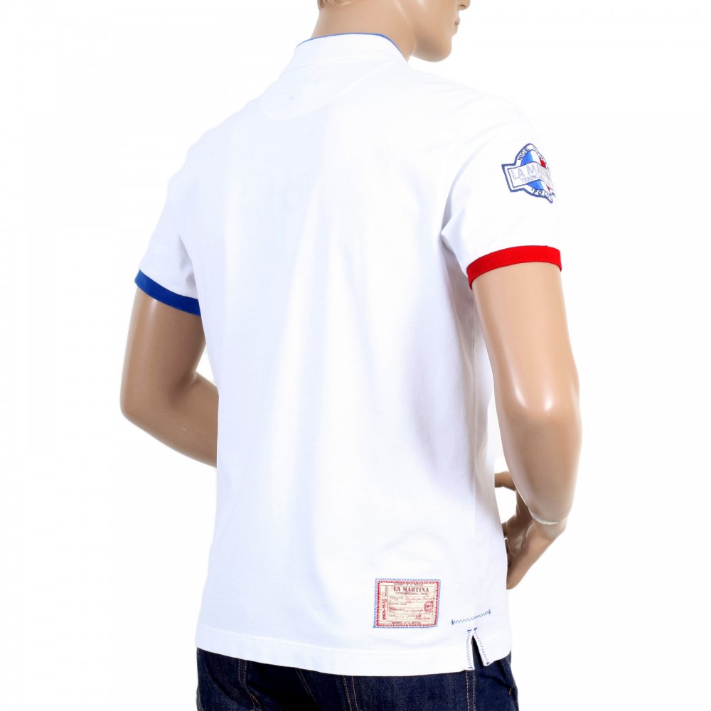 Mens Optic White Slim Fit Short Sleeve Cotton Polo Shirt