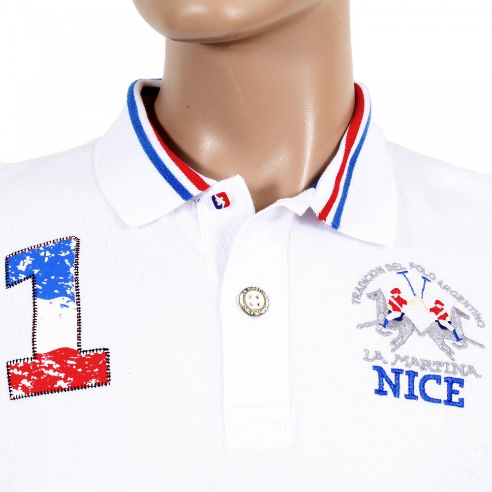 Mens Optic White Slim Fit Short Sleeve Cotton Polo Shirt
