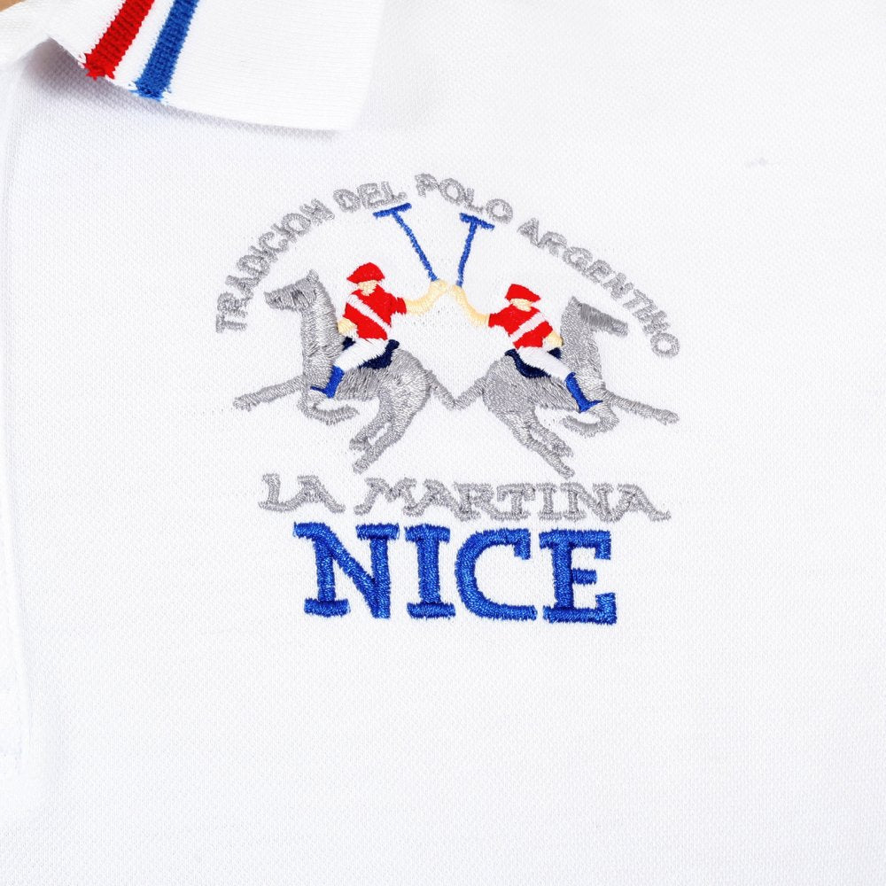 Mens Optic White Slim Fit Short Sleeve Cotton Polo Shirt