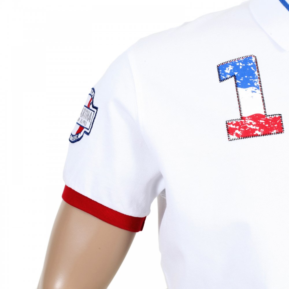 Mens Optic White Slim Fit Short Sleeve Cotton Polo Shirt