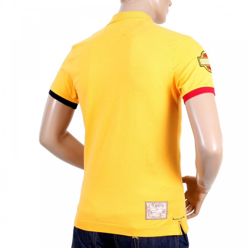 Mens Slim Fit Stretch Cotton Yellow Pique Polo Shirt