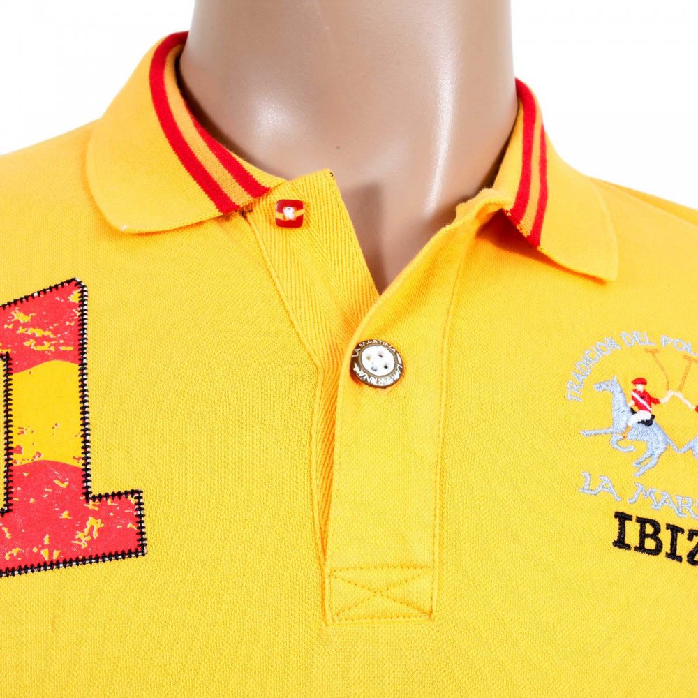 Mens Slim Fit Stretch Cotton Yellow Pique Polo Shirt
