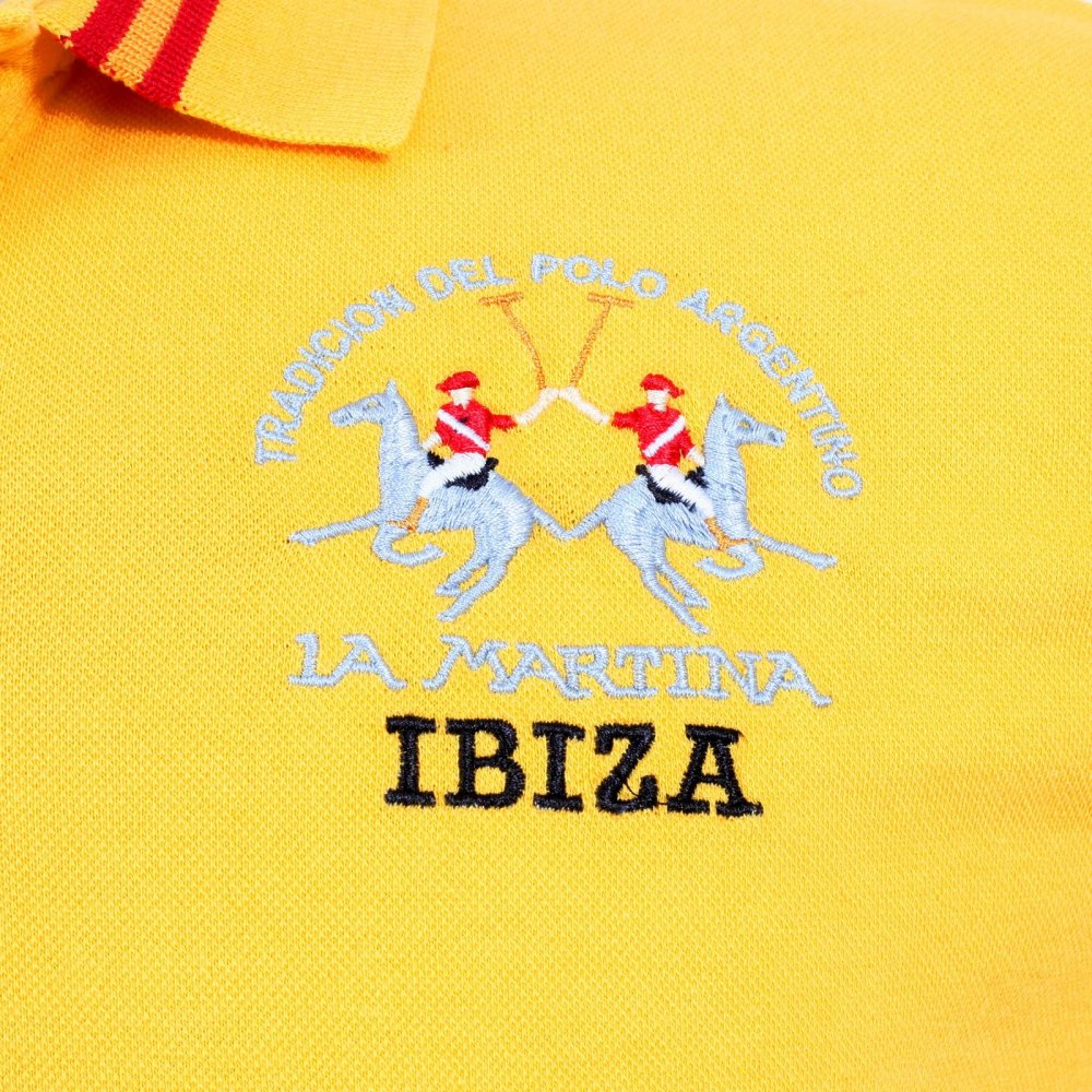 Mens Slim Fit Stretch Cotton Yellow Pique Polo Shirt