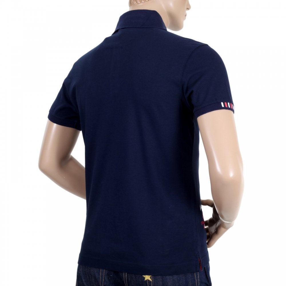 Mens Slim Fit Stretch Cotton Navy Comfort Polo Shirt