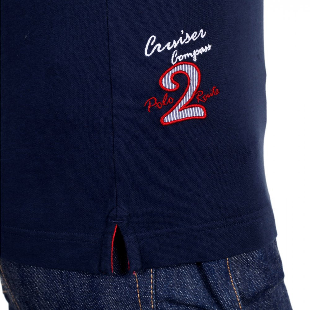 Mens Slim Fit Stretch Cotton Navy Comfort Polo Shirt