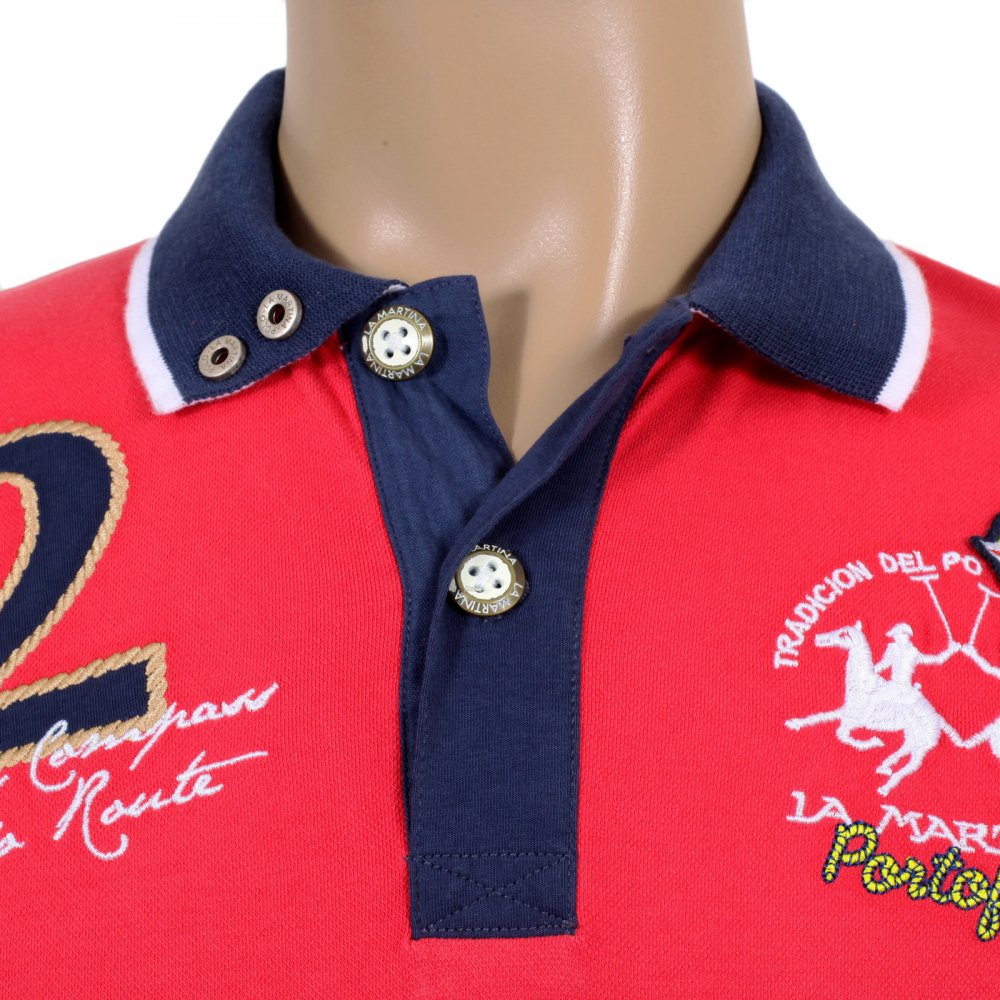 Mens Chrysanthemum Slim Fit Short Sleeve Pique Polo