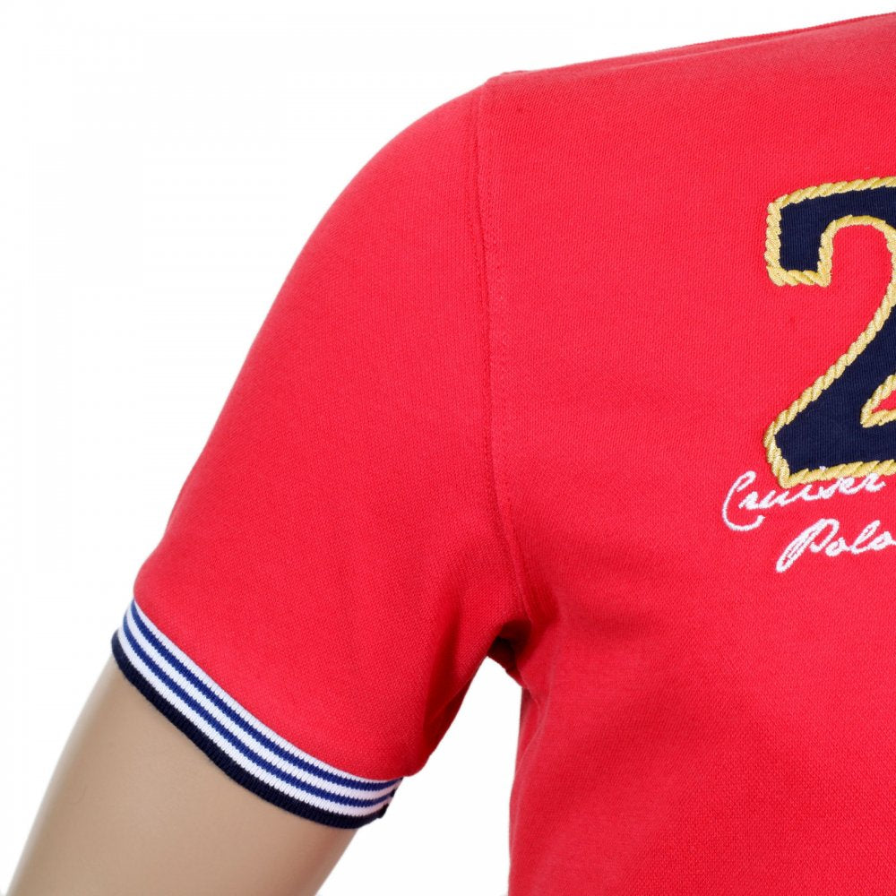 Mens Chrysanthemum Slim Fit Short Sleeve Pique Polo