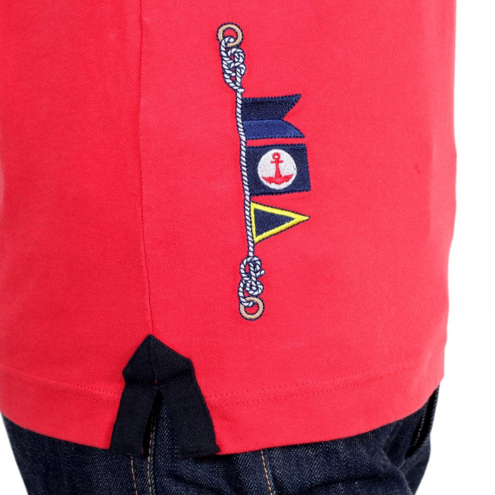Mens Chrysanthemum Slim Fit Short Sleeve Pique Polo