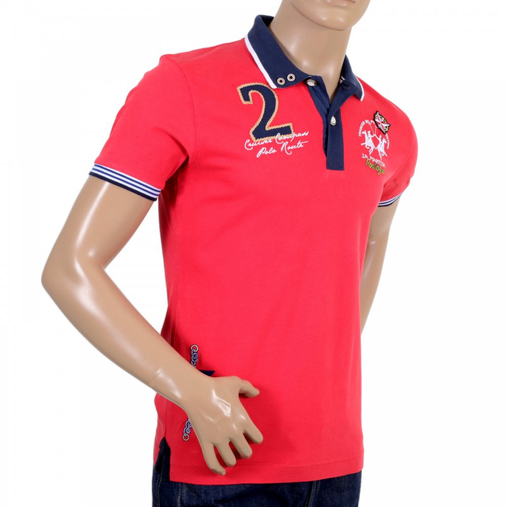 Mens Chrysanthemum Slim Fit Short Sleeve Pique Polo