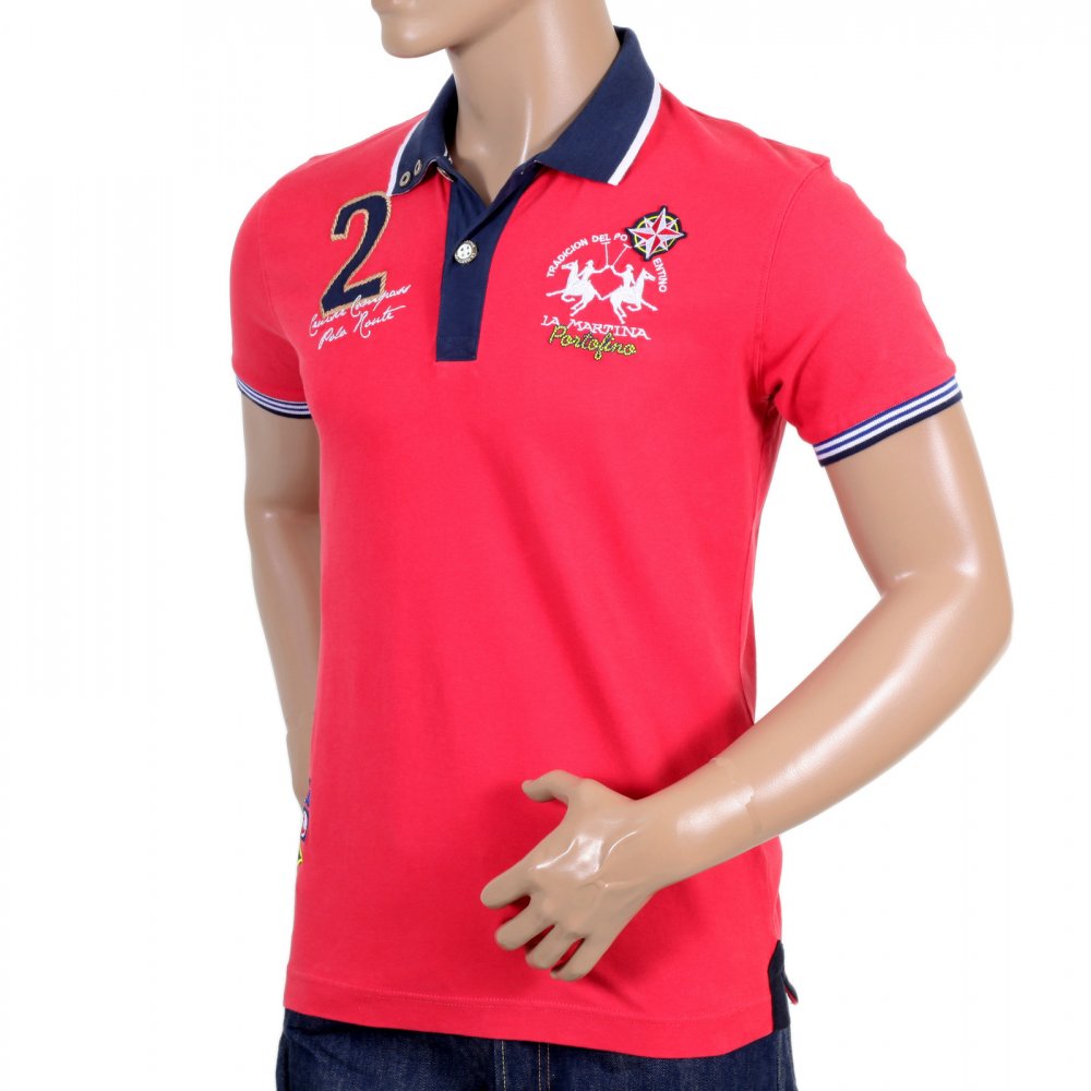 Mens Chrysanthemum Slim Fit Short Sleeve Pique Polo