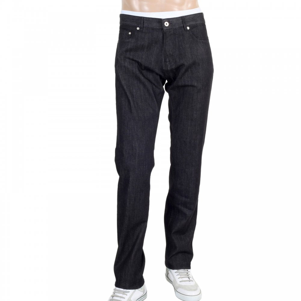 Mens Black Washed Stretch Comfort Denim Jeans