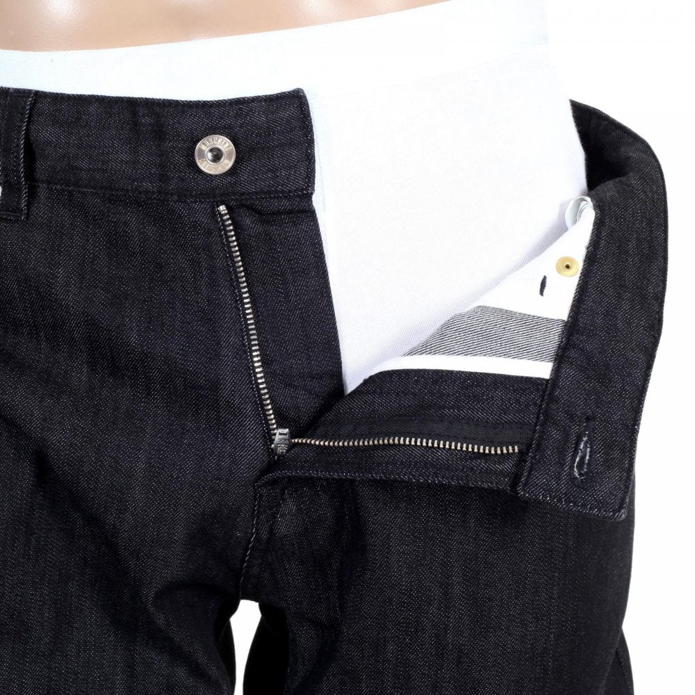 Mens Black Washed Stretch Comfort Denim Jeans