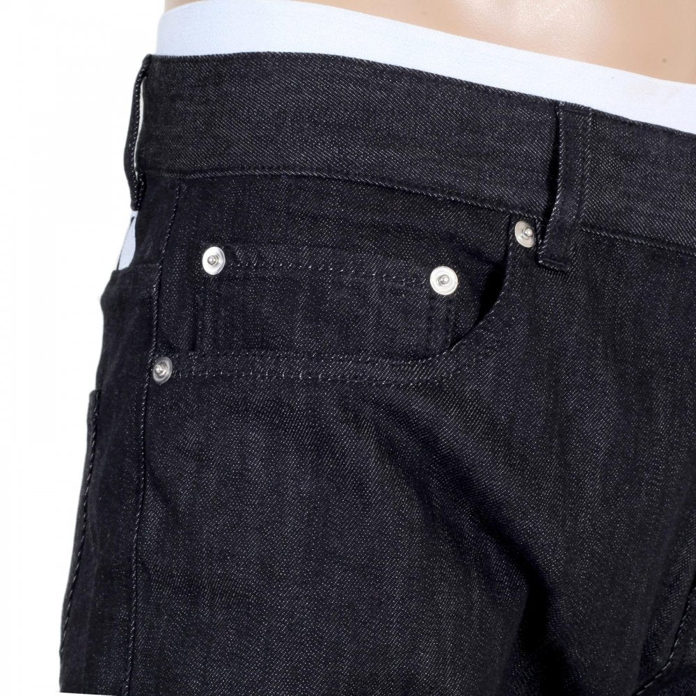 Mens Black Washed Stretch Comfort Denim Jeans