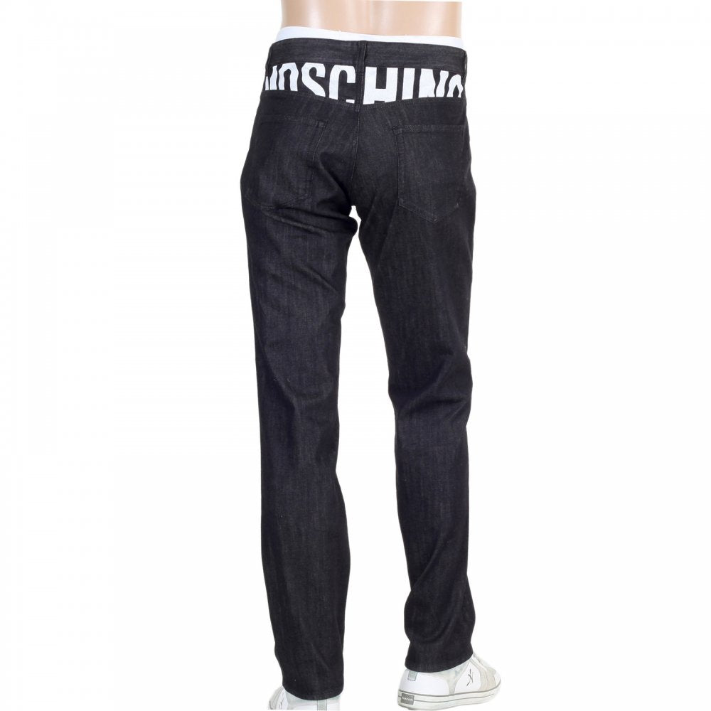 Mens Black Washed Stretch Comfort Denim Jeans