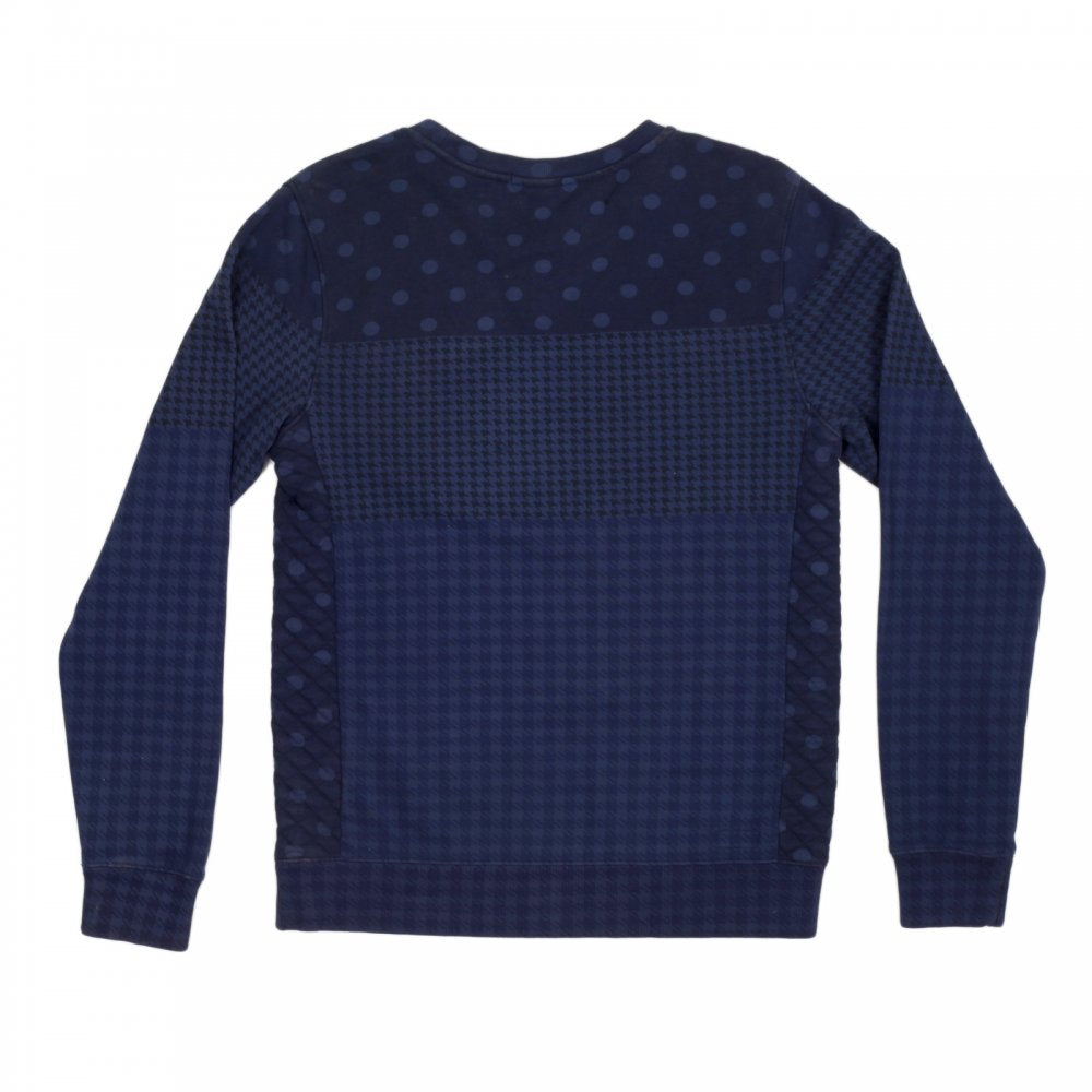 Mens Regular Fit Crew Neck Garment Dyed Navy Sweatshirt
