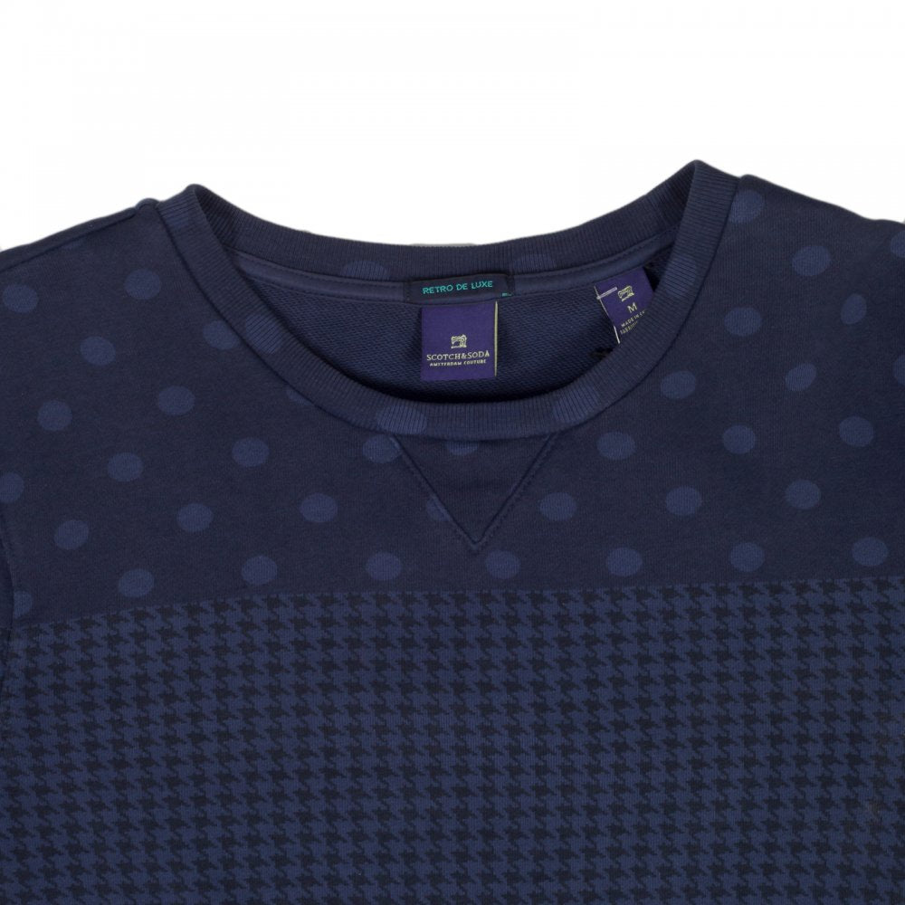 Mens Regular Fit Crew Neck Garment Dyed Navy Sweatshirt