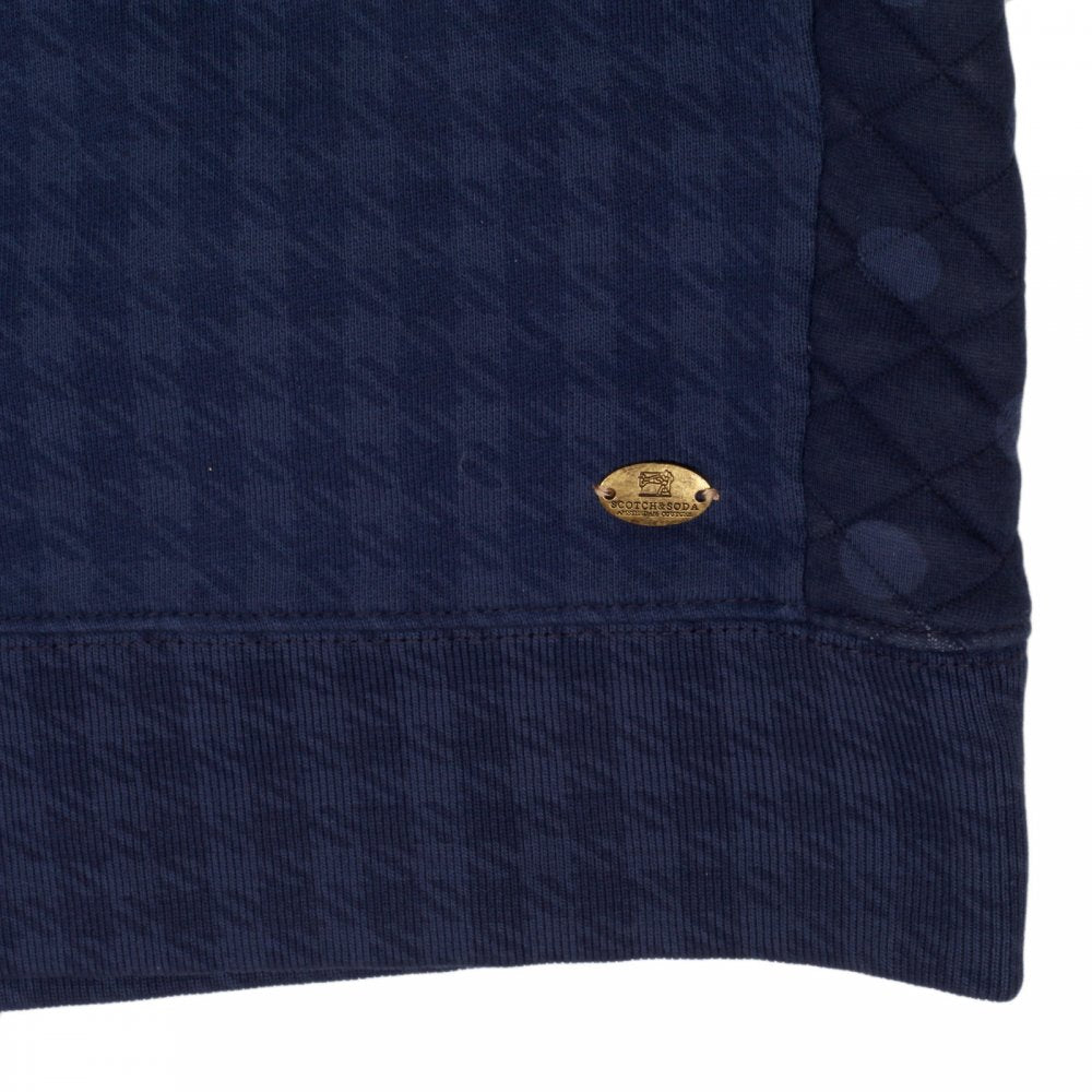 Mens Regular Fit Crew Neck Garment Dyed Navy Sweatshirt