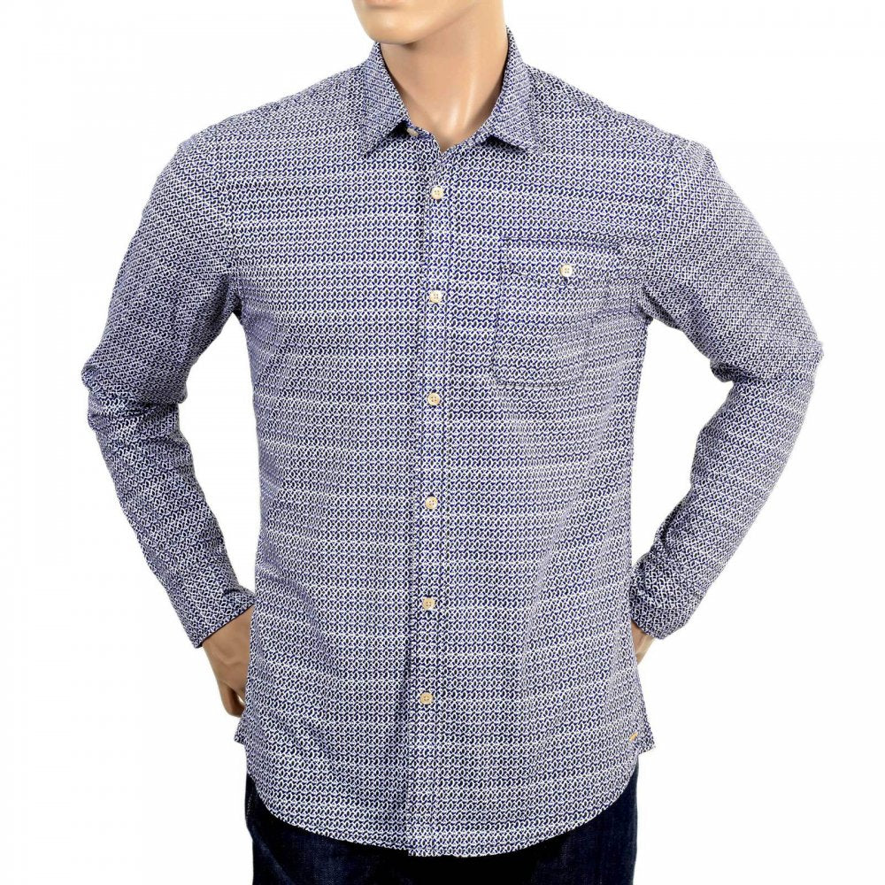 Mens 100% Cotton Regular Fit Long Sleeve Printed Shirt