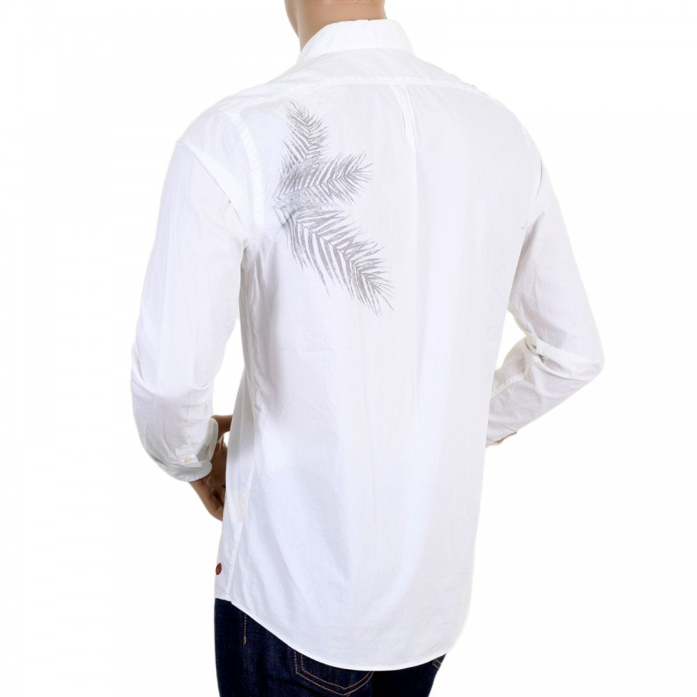Regular Fit Cotton Mens Long Sleeve Shirt in White