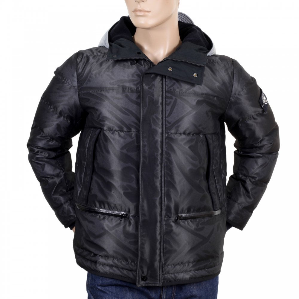 Mens Mesh Reflective Padded Grey Hooded Fabric Jacket