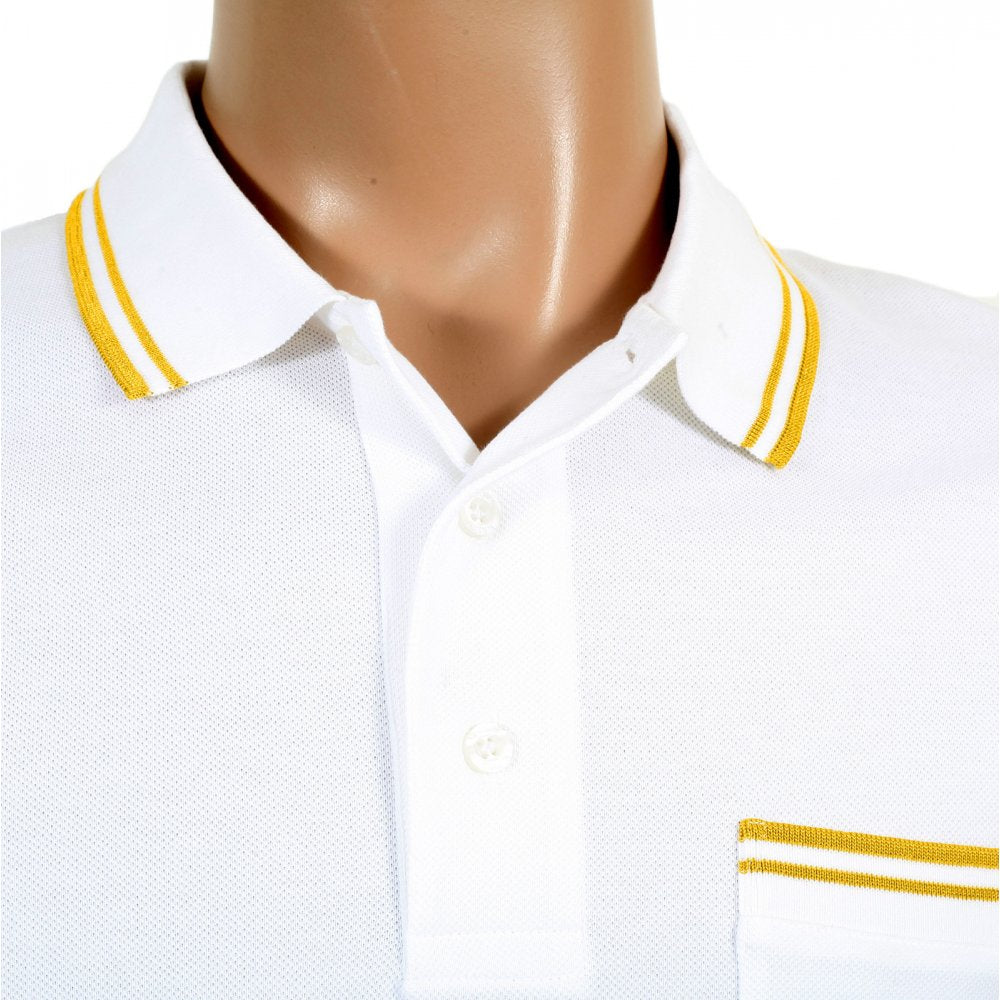 Mens Regular Fit Short Sleeve Cotton Polo Shirt in White
