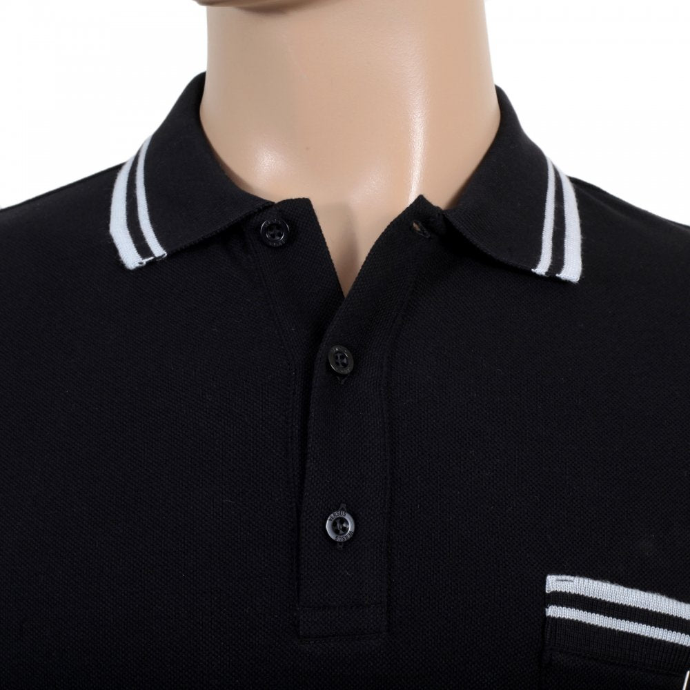 Mens Black Piquet Short Sleeve Polo Shirt