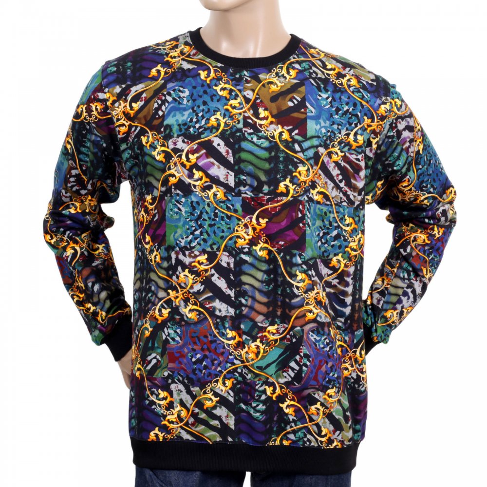 Mens Regular Fit Multi Colour Printed Cotton Sweatshirt