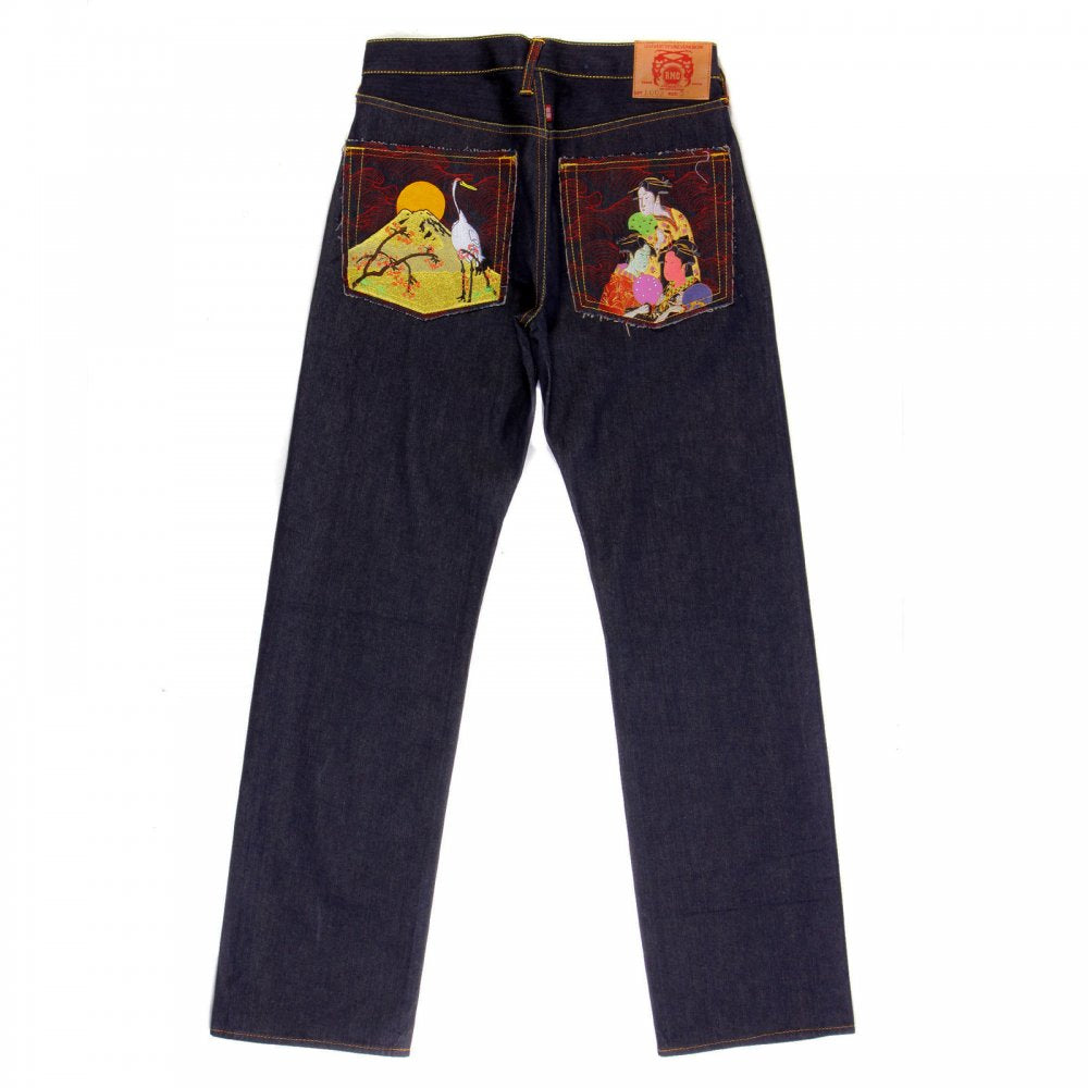 Vintage Cut Dark Indigo Son of Fuji and Lady Japanese Selvedge Raw Denim Jeans