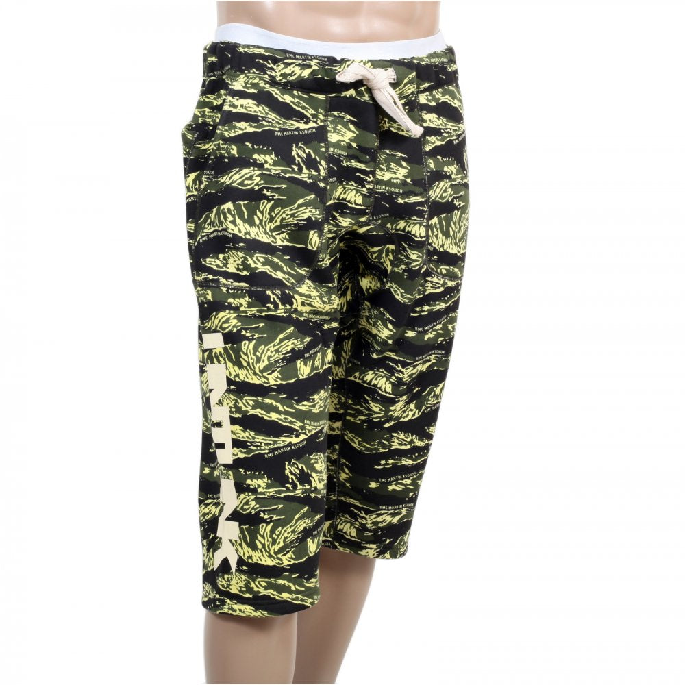 Mens Green Camo Pattern Cotton Jersey Short