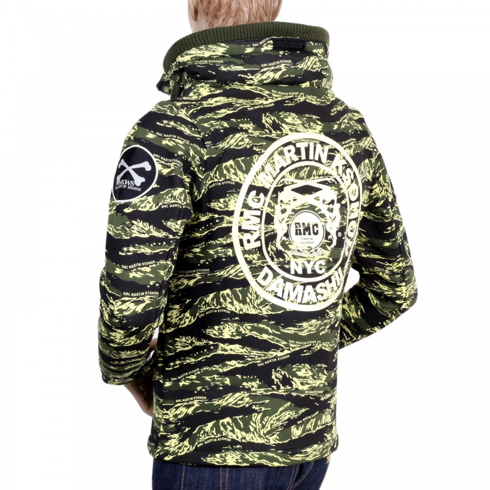 Green Vintage Camouflage Zipped Hooded Sweat Jacket