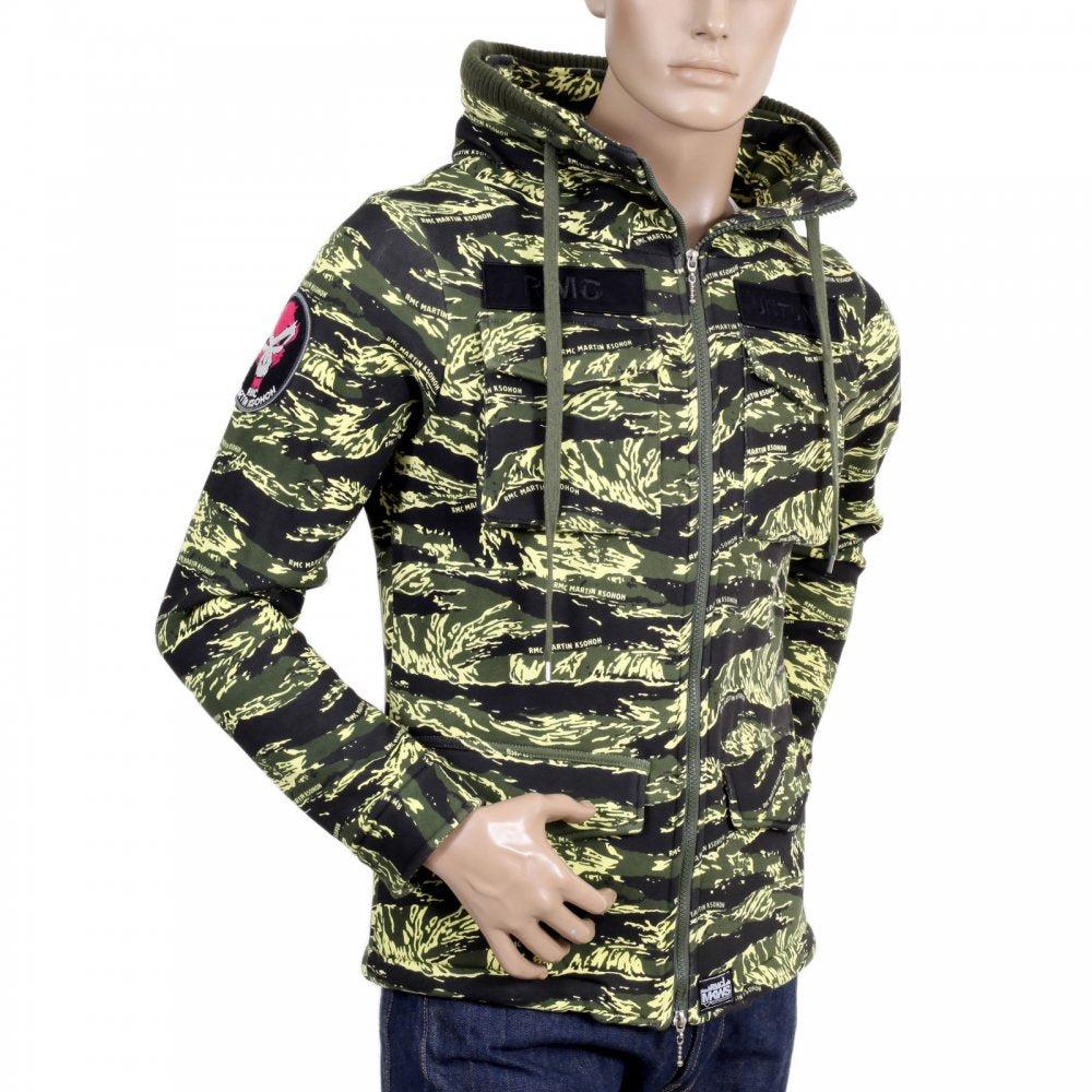 Green Vintage Camouflage Zipped Hooded Sweat Jacket