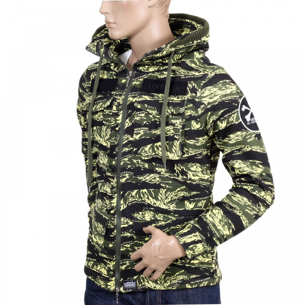 Green Vintage Camouflage Zipped Hooded Sweat Jacket
